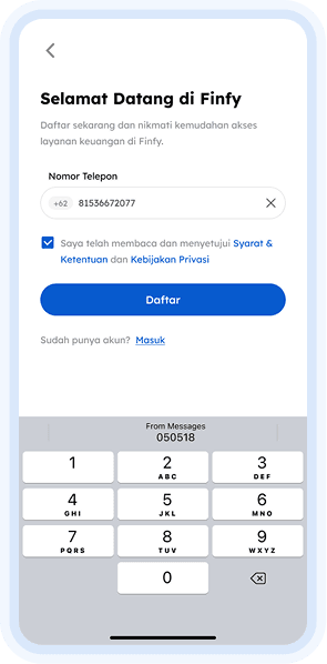 Download aplikasi Finfy di Play Store dan registrasi akun